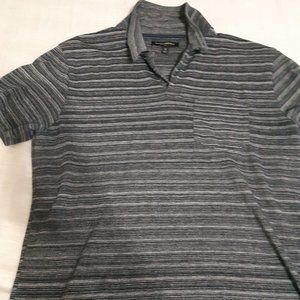 grey striped polo